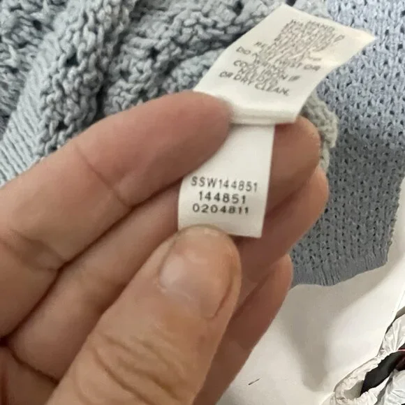 J. Jill Rain Blue Lace Up Front Crochet Open Weave Sweater Size S $89 New - Picture 8 of 8